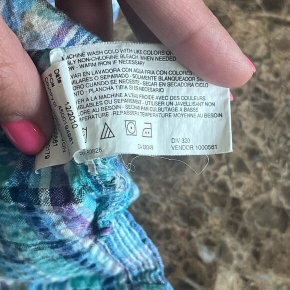 Cappagallo short sleeve button top womens XL blue plaid cotton y2k - Picture 7 of 14